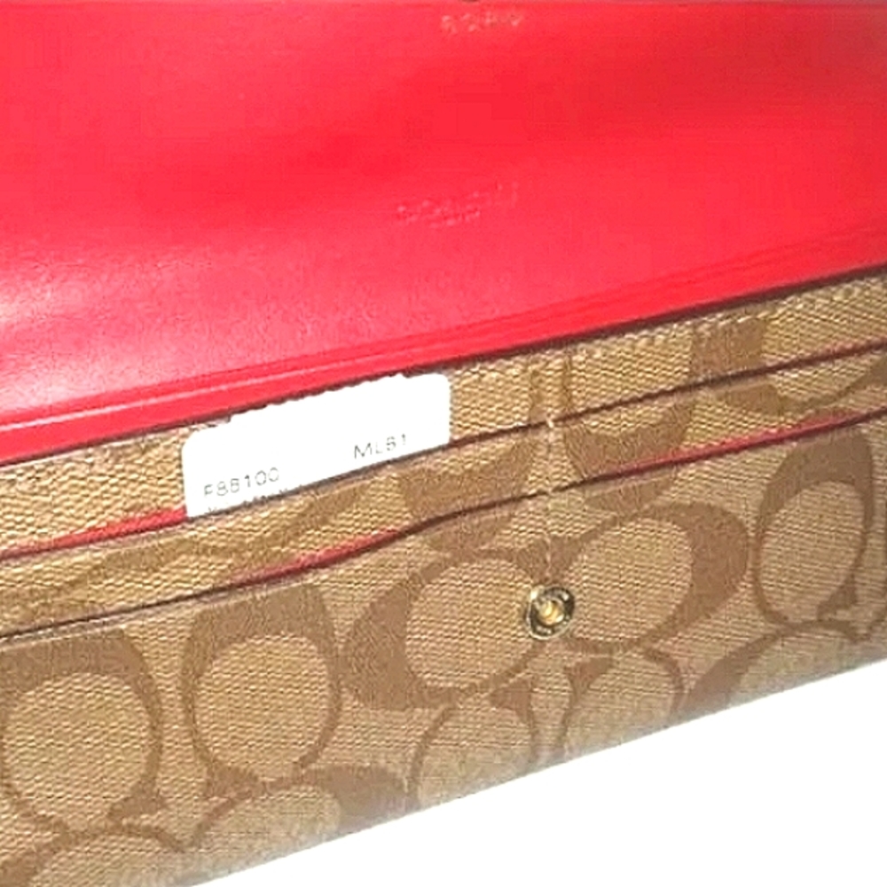 ❤ COACH Tan & Red Signature Monogram 'Year of the Rat Wallet' NWT! - Picture 5 of 12